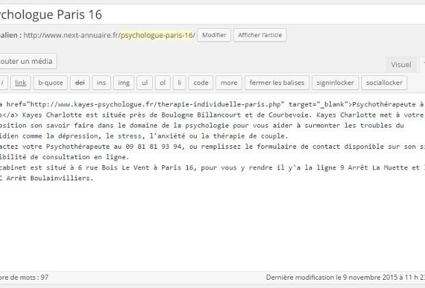 Découvrez quelles sont les nombreuse infractions de la fiche Psychologue Paris 16 qui a donc été refusée